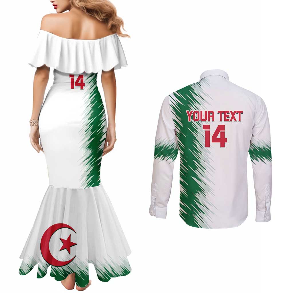 Custom Algeria Football Couples Matching Mermaid Dress and Long Sleeve Button Shirt Go The Greens