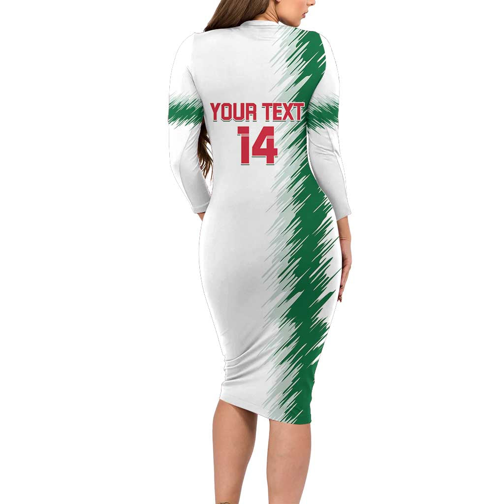 Custom Algeria Football Long Sleeve Bodycon Dress Go The Greens - Wonder Print Shop