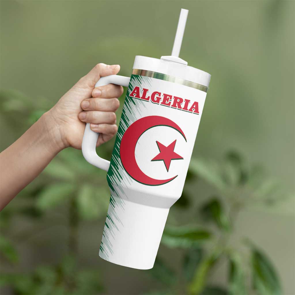 Custom Algeria Football Tumbler With Handle Go The Greens - Wonder Print Shop
