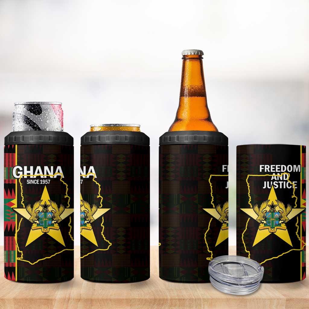 Ghana 1957 4 in 1 Can Cooler Tumbler Independence Anniversary Kente Pattern