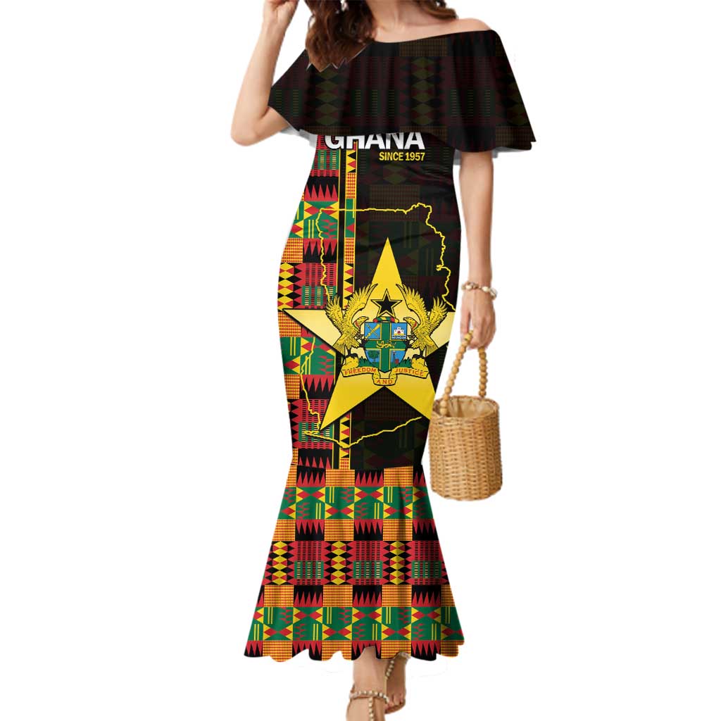 Ghana 1957 Family Matching Mermaid Dress and Hawaiian Shirt Independence Anniversary Kente Pattern