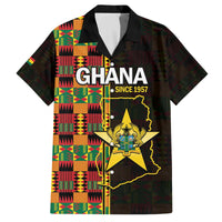 Ghana 1957 Family Matching Off The Shoulder Long Sleeve Dress and Hawaiian Shirt Independence Anniversary Kente Pattern