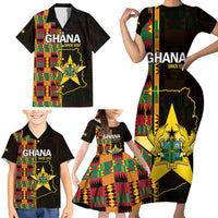 Ghana 1957 Family Matching Short Sleeve Bodycon Dress and Hawaiian Shirt Independence Anniversary Kente Pattern