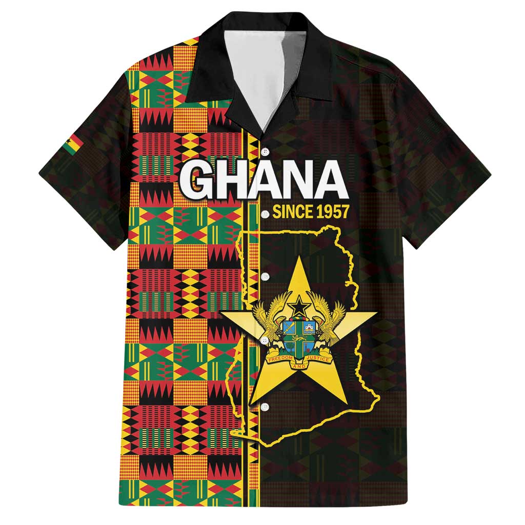 Ghana 1957 Family Matching Short Sleeve Bodycon Dress and Hawaiian Shirt Independence Anniversary Kente Pattern