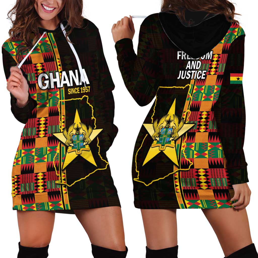 Ghana 1957 Hoodie Dress Independence Anniversary Kente Pattern