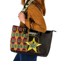 Ghana 1957 Leather Tote Bag Independence Anniversary Kente Pattern