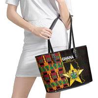 Ghana 1957 Leather Tote Bag Independence Anniversary Kente Pattern