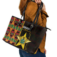 Ghana 1957 Leather Tote Bag Independence Anniversary Kente Pattern