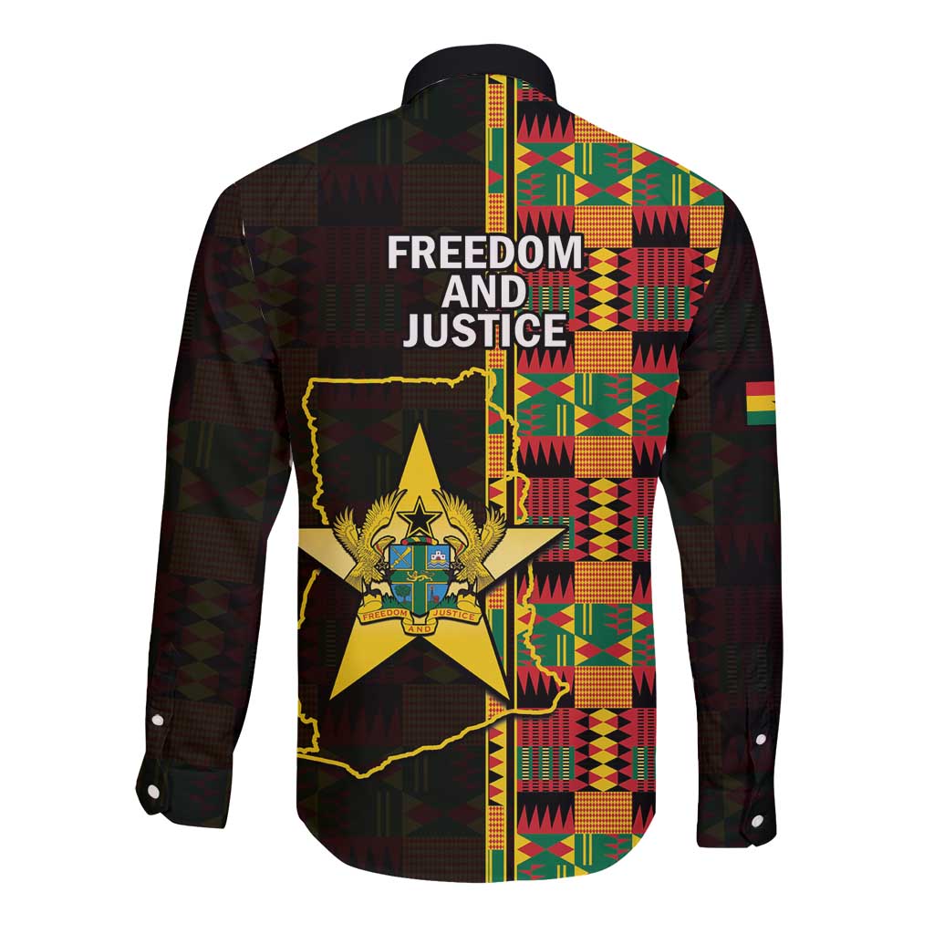 Ghana 1957 Long Sleeve Button Shirt Independence Anniversary Kente Pattern