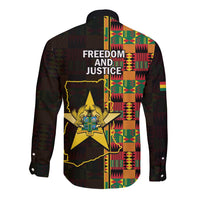 Ghana 1957 Long Sleeve Button Shirt Independence Anniversary Kente Pattern