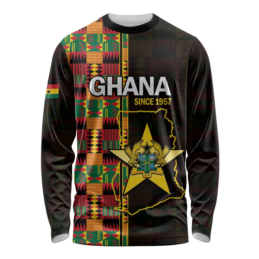 Ghana 1957 Long Sleeve Shirt Independence Anniversary Kente Pattern