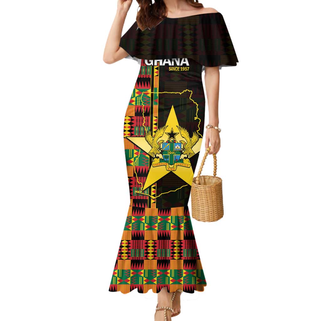 Ghana 1957 Mermaid Dress Independence Anniversary Kente Pattern