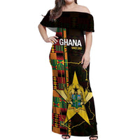 Ghana 1957 Off Shoulder Maxi Dress Independence Anniversary Kente Pattern