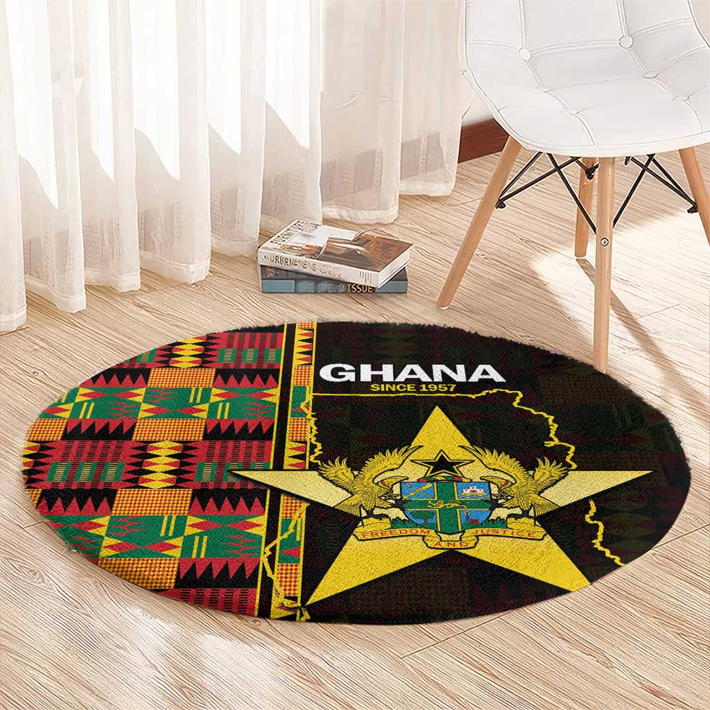 Ghana 1957 Round Carpet Independence Anniversary Kente Pattern