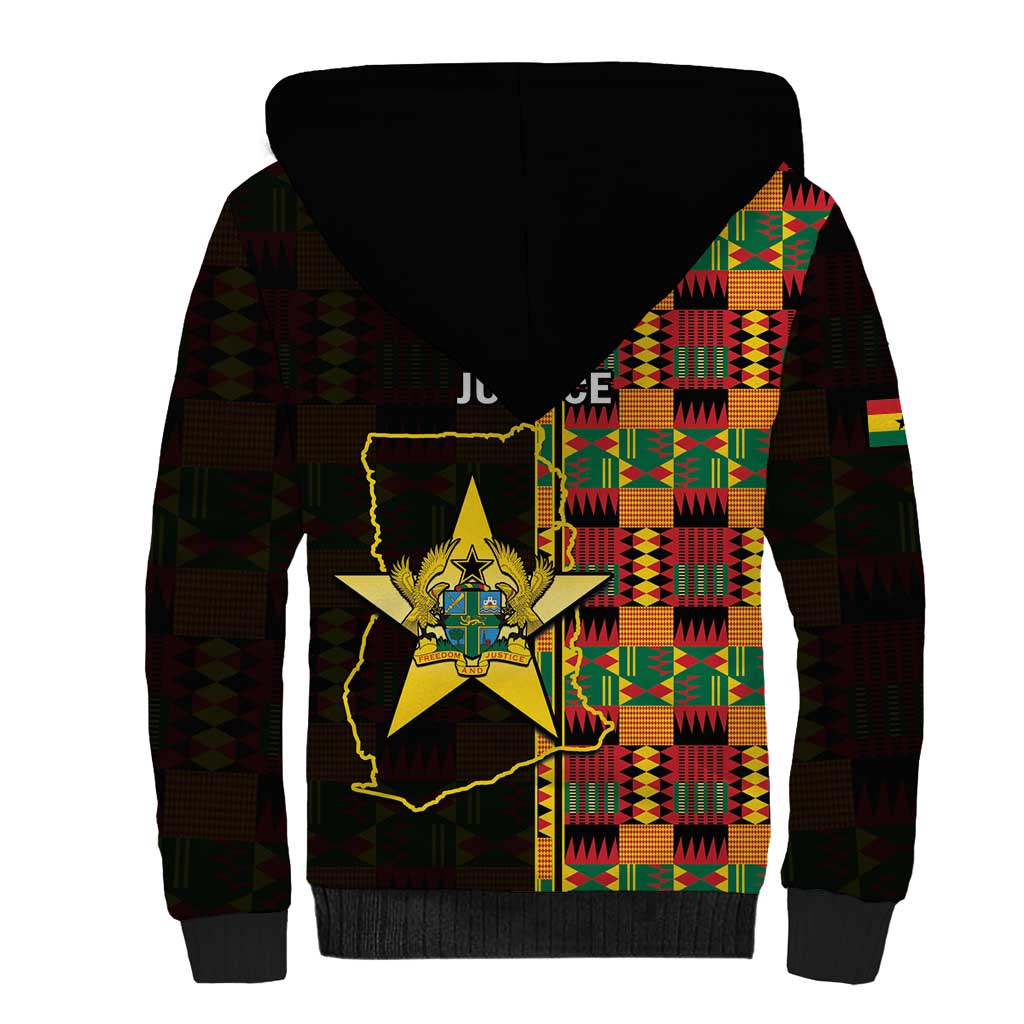 Ghana 1957 Sherpa Hoodie Independence Anniversary Kente Pattern