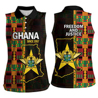 Ghana 1957 Women Sleeveless Polo Shirt Independence Anniversary Kente Pattern