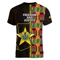 Ghana 1957 Women V-Neck T-Shirt Independence Anniversary Kente Pattern