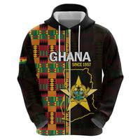 Ghana 1957 Zip Hoodie Independence Anniversary Kente Pattern