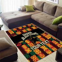 Custom Ghana Football Area Rug 2025 Go Black Stars Adinkra pattern