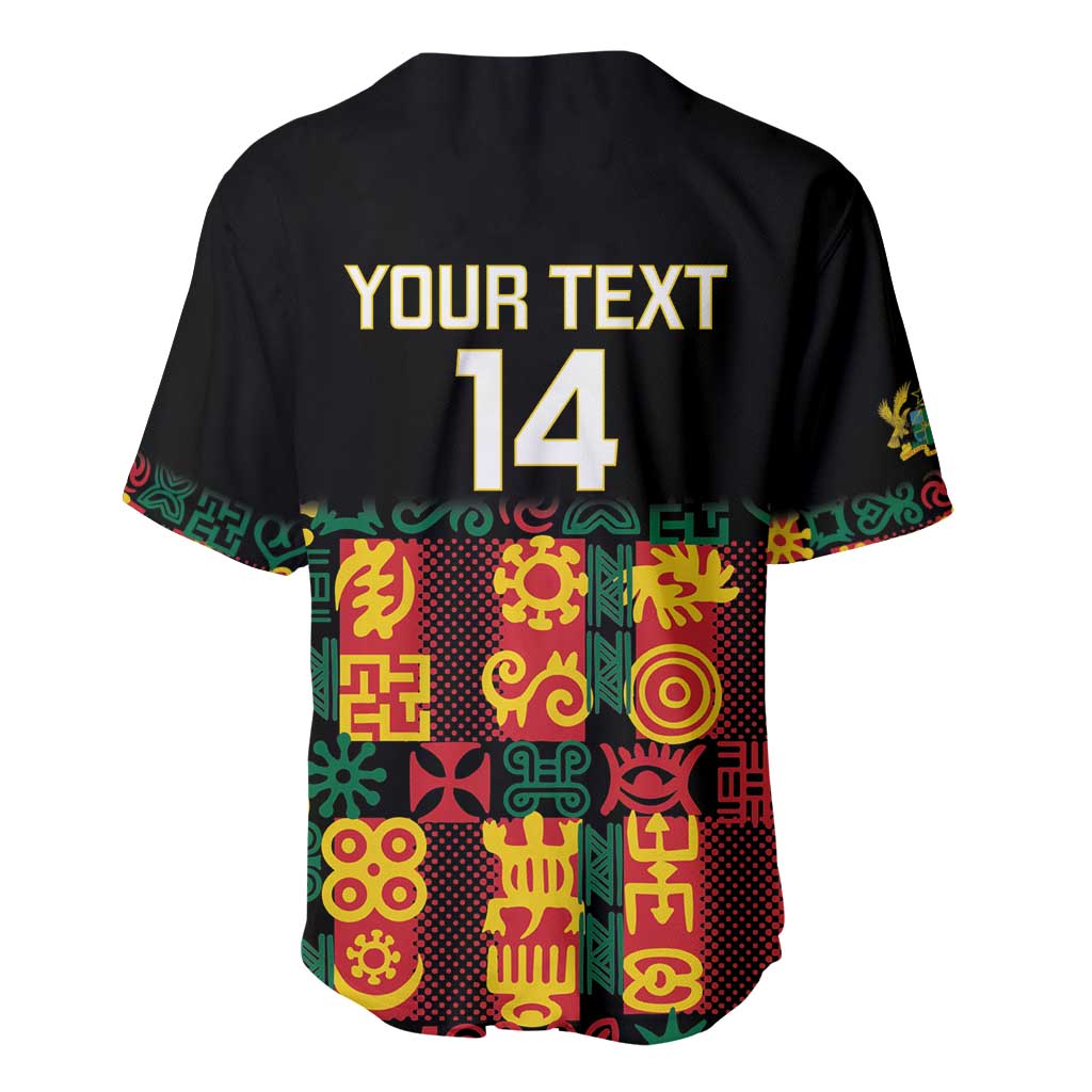 Custom Ghana Football Baseball Jersey 2025 Go Black Stars Adinkra pattern