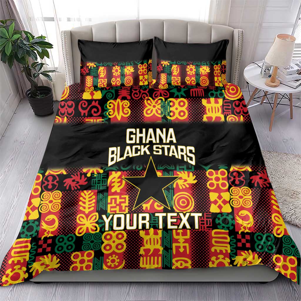 Custom Ghana Football Bedding Set 2025 Go Black Stars Adinkra pattern