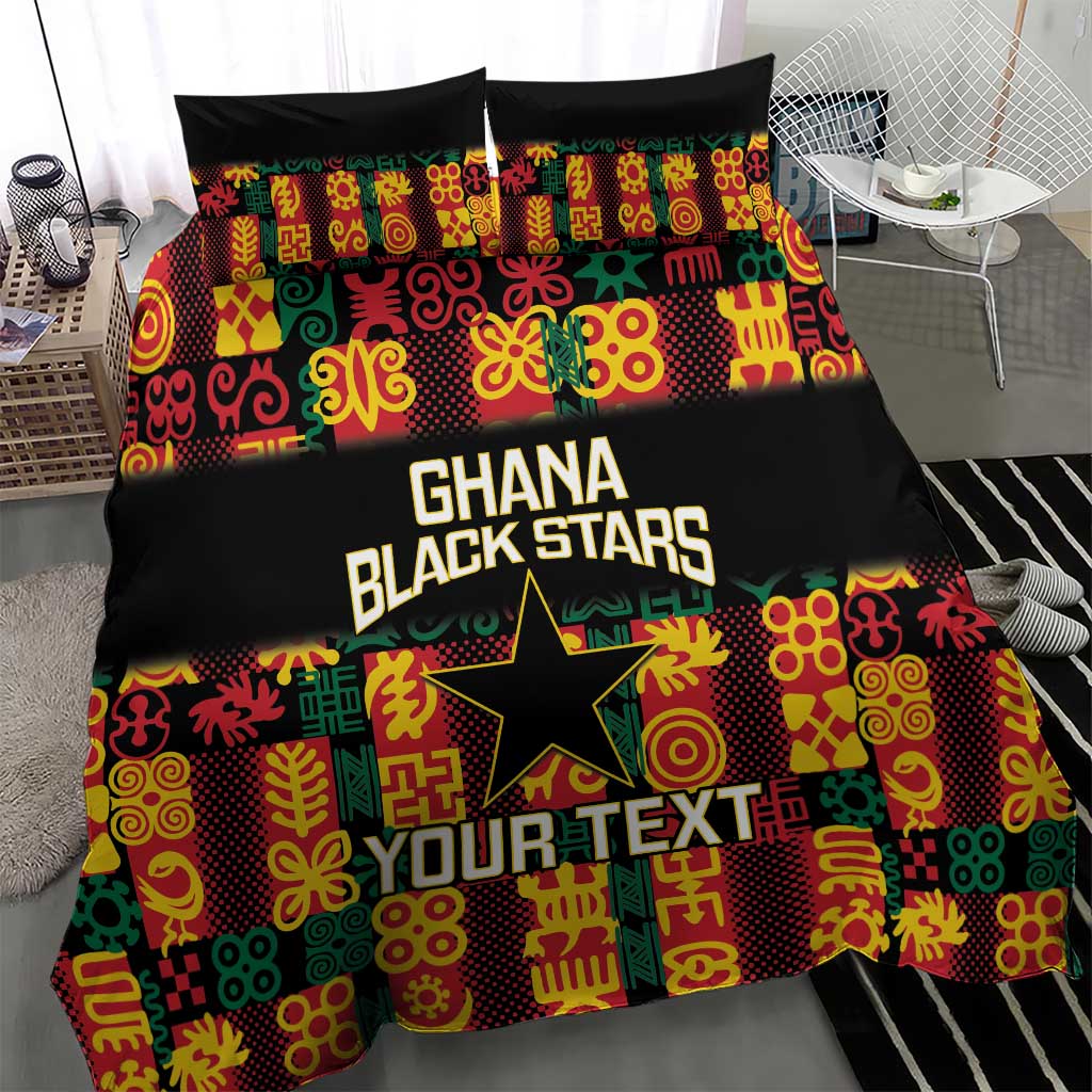 Custom Ghana Football Bedding Set 2025 Go Black Stars Adinkra pattern