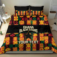 Custom Ghana Football Bedding Set 2025 Go Black Stars Adinkra pattern