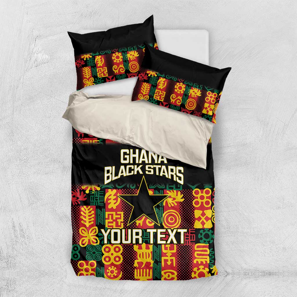Custom Ghana Football Bedding Set 2025 Go Black Stars Adinkra pattern