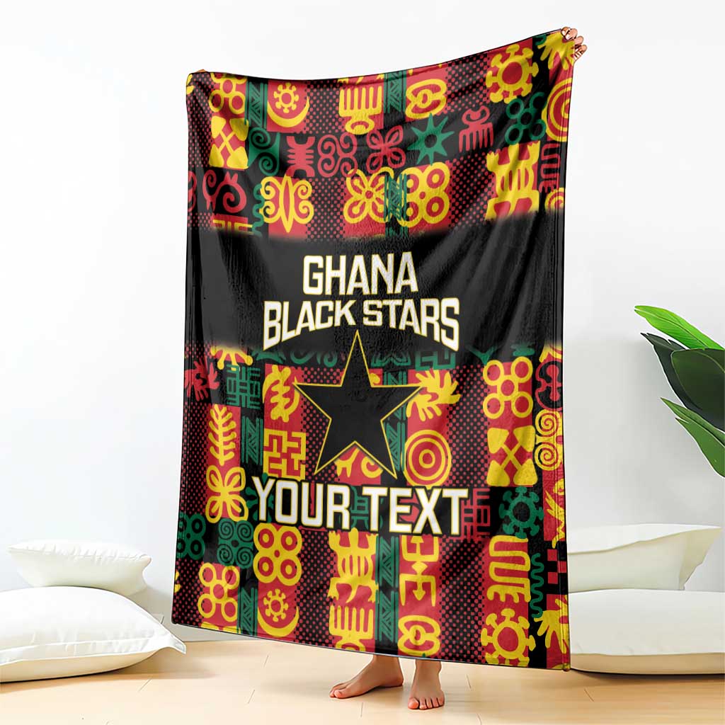 Custom Ghana Football Blanket 2025 Go Black Stars Adinkra pattern