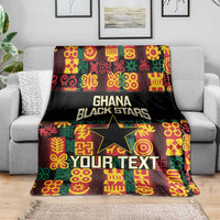 Custom Ghana Football Blanket 2025 Go Black Stars Adinkra pattern