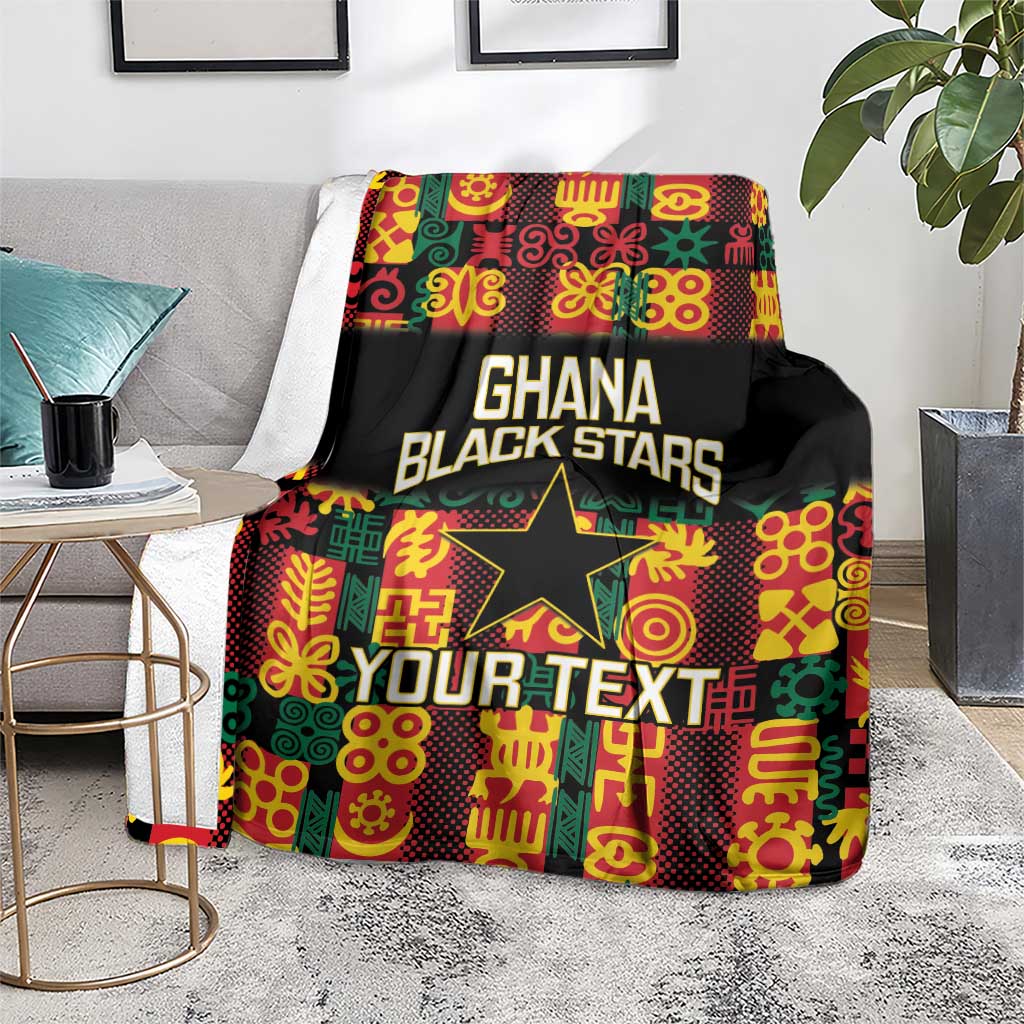Custom Ghana Football Blanket 2025 Go Black Stars Adinkra pattern