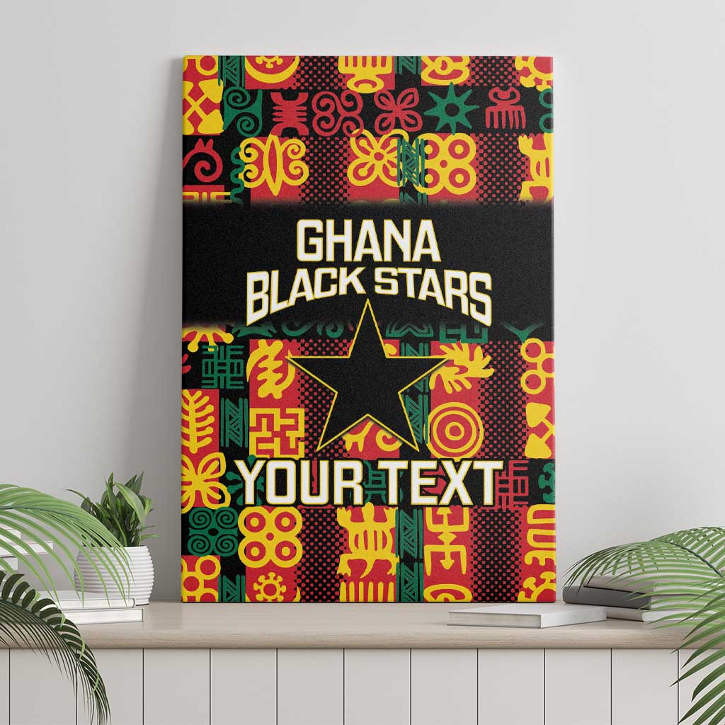Custom Ghana Football Canvas Wall Art 2025 Go Black Stars Adinkra pattern