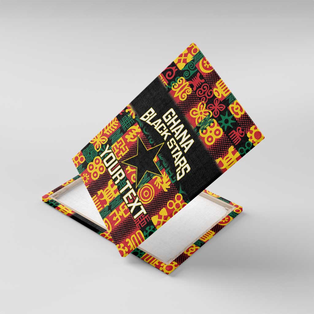 Custom Ghana Football Canvas Wall Art 2025 Go Black Stars Adinkra pattern