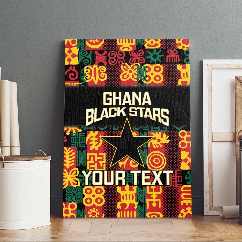Custom Ghana Football Canvas Wall Art 2025 Go Black Stars Adinkra pattern