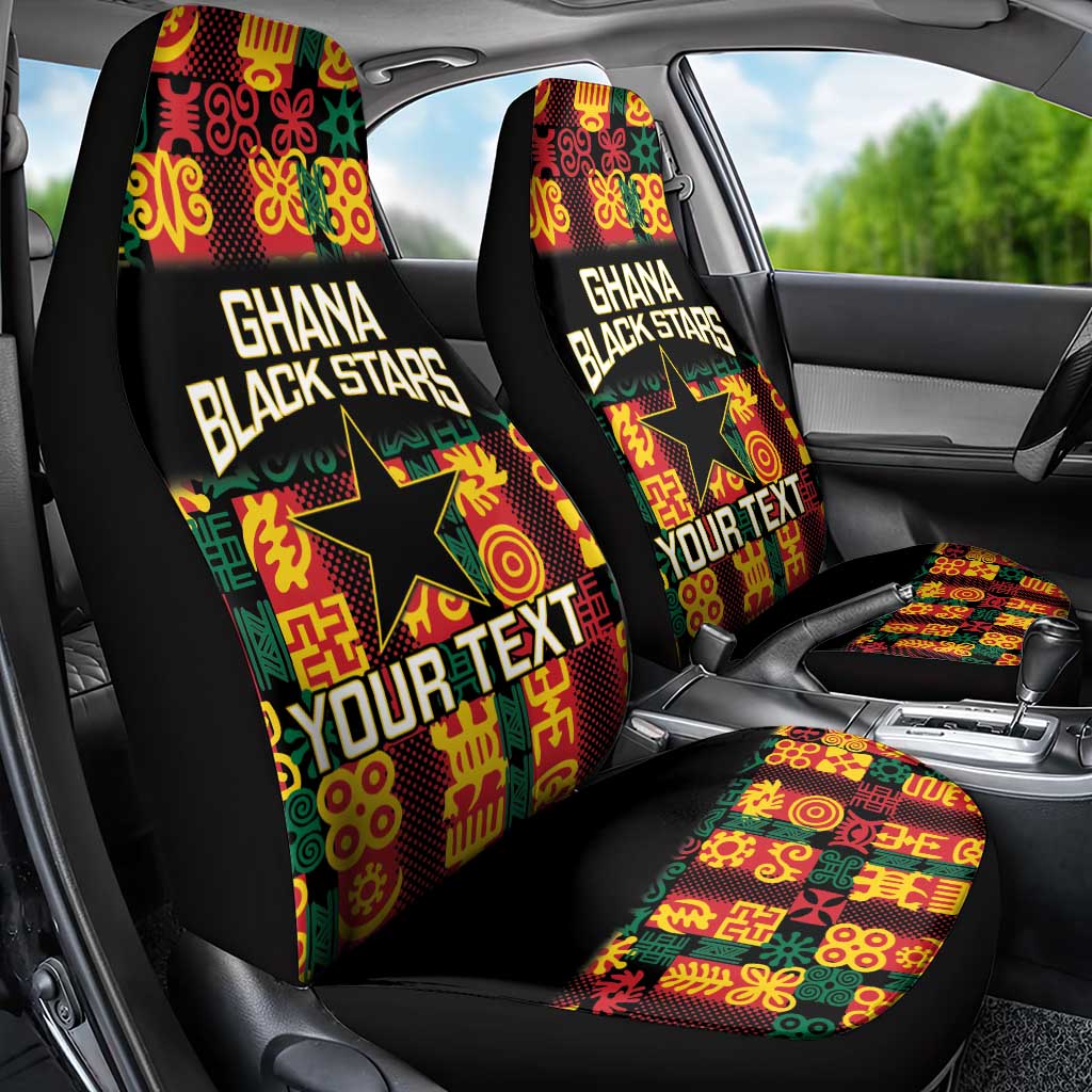 Custom Ghana Football Car Seat Cover 2025 Go Black Stars Adinkra pattern