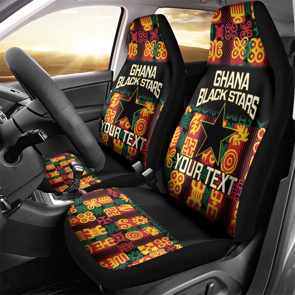 Custom Ghana Football Car Seat Cover 2025 Go Black Stars Adinkra pattern