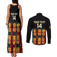 Custom Ghana Football Couples Matching Tank Maxi Dress and Long Sleeve Button Shirt 2025 Go Black Stars Adinkra pattern