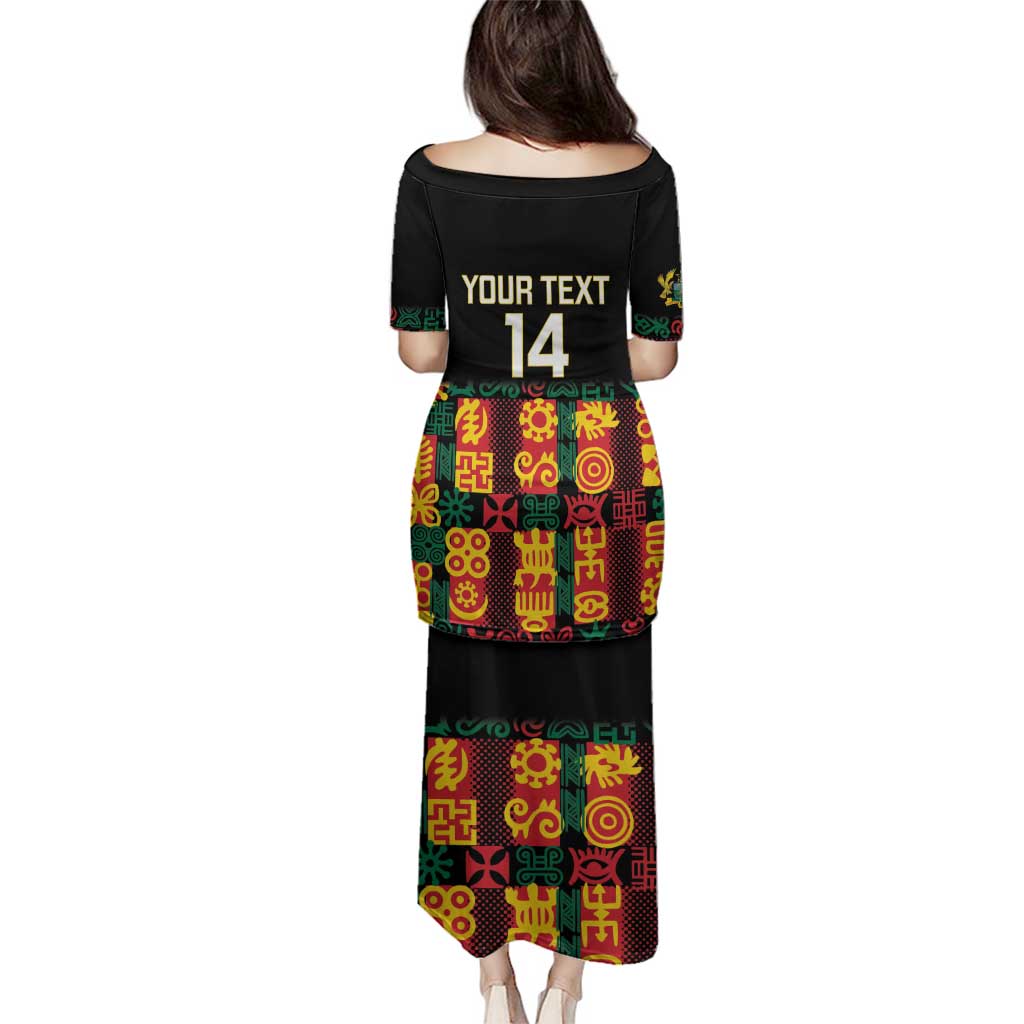 Custom Ghana Football Family Matching Puletasi and Hawaiian Shirt 2025 Go Black Stars Adinkra pattern