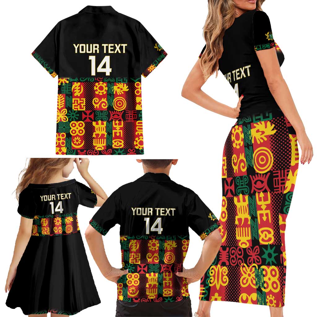 Custom Ghana Football Family Matching Short Sleeve Bodycon Dress and Hawaiian Shirt 2025 Go Black Stars Adinkra pattern