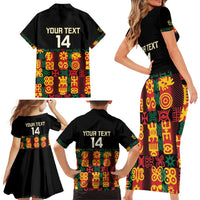 Custom Ghana Football Family Matching Short Sleeve Bodycon Dress and Hawaiian Shirt 2025 Go Black Stars Adinkra pattern