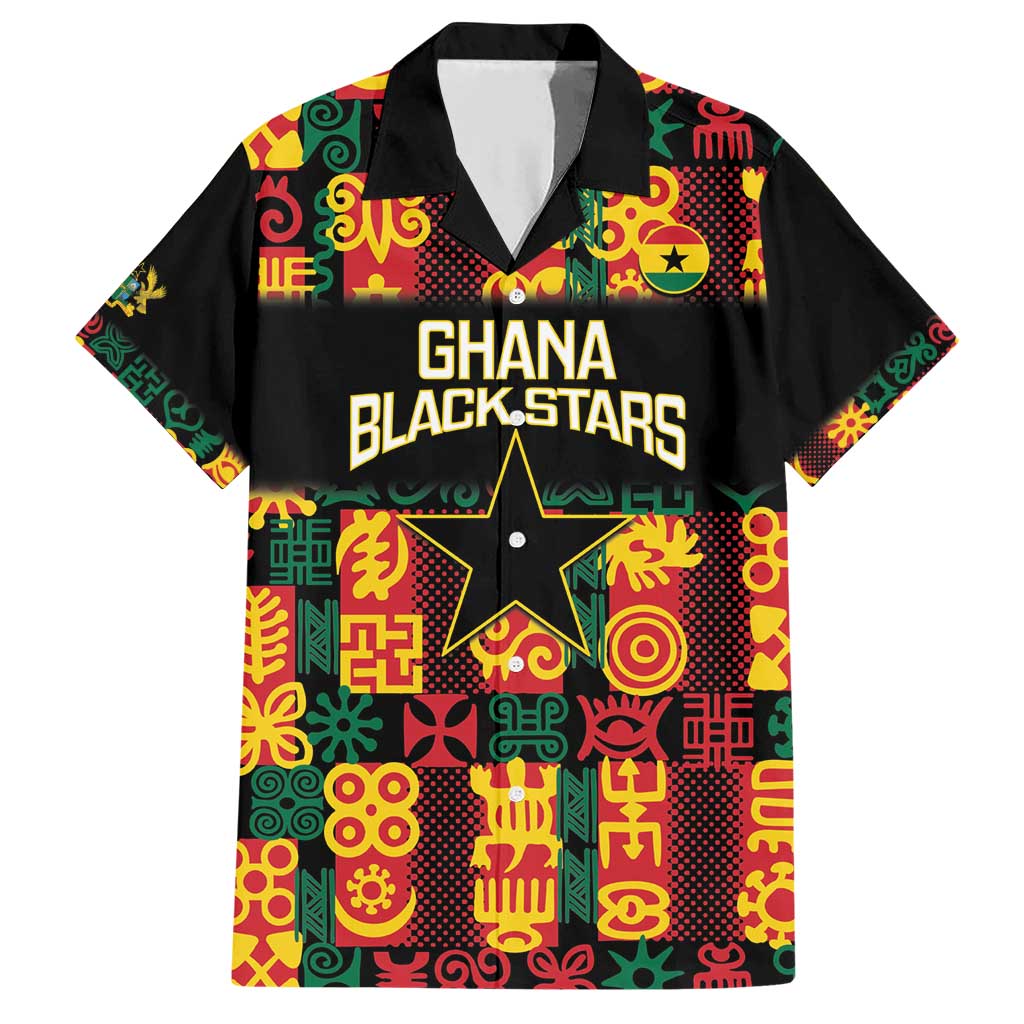 Custom Ghana Football Family Matching Short Sleeve Bodycon Dress and Hawaiian Shirt 2025 Go Black Stars Adinkra pattern