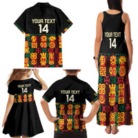 Custom Ghana Football Family Matching Tank Maxi Dress and Hawaiian Shirt 2025 Go Black Stars Adinkra pattern