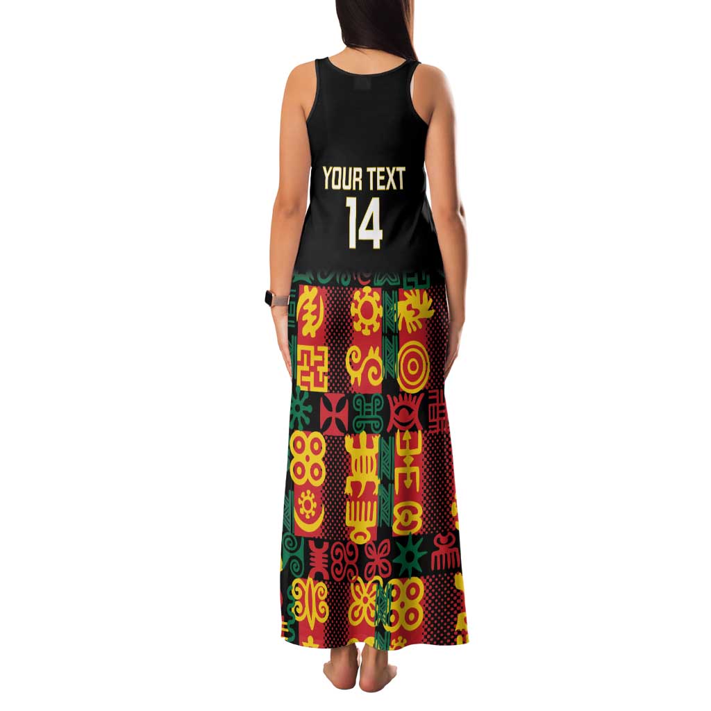 Custom Ghana Football Family Matching Tank Maxi Dress and Hawaiian Shirt 2025 Go Black Stars Adinkra pattern