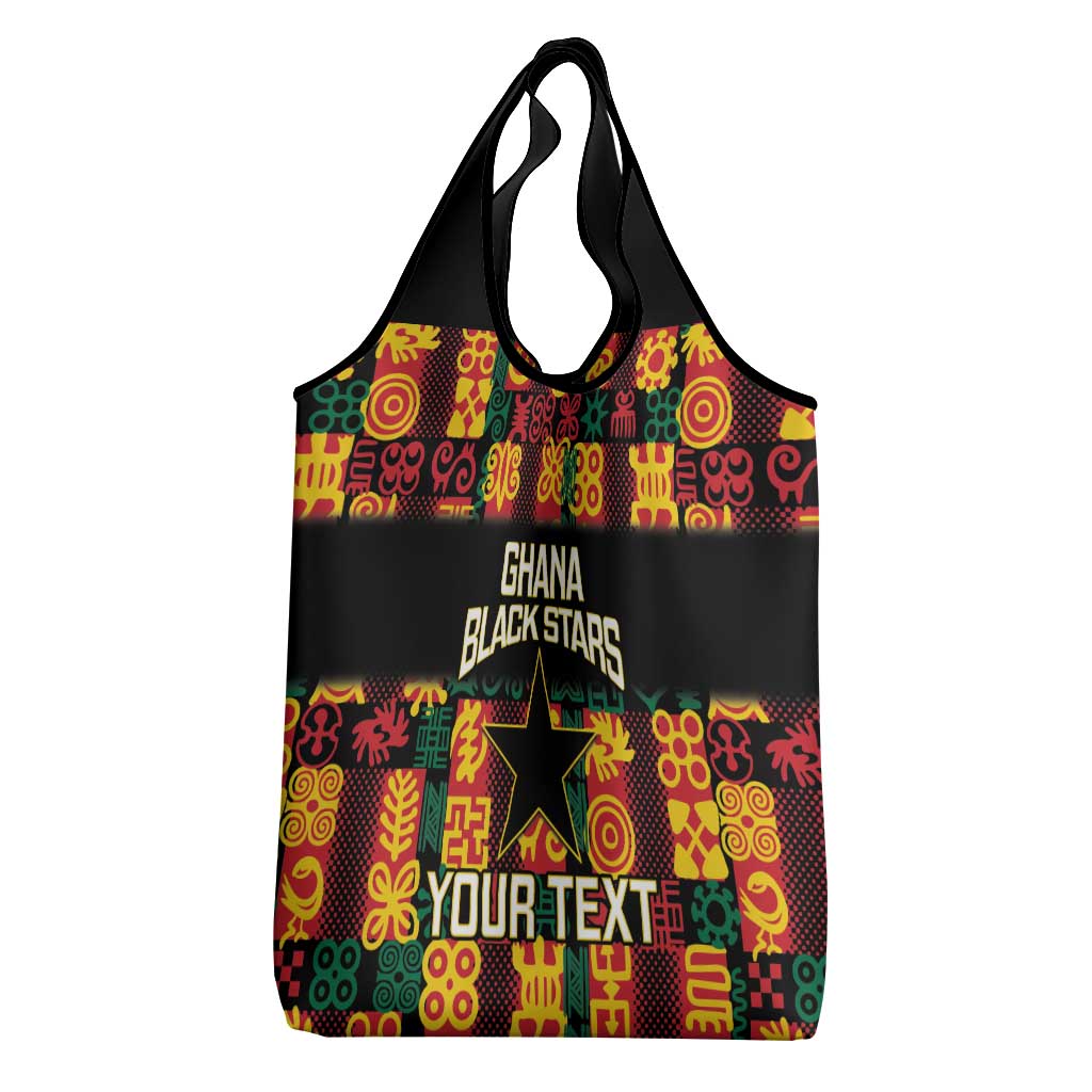 Custom Ghana Football Grocery Bag 2025 Go Black Stars Adinkra pattern