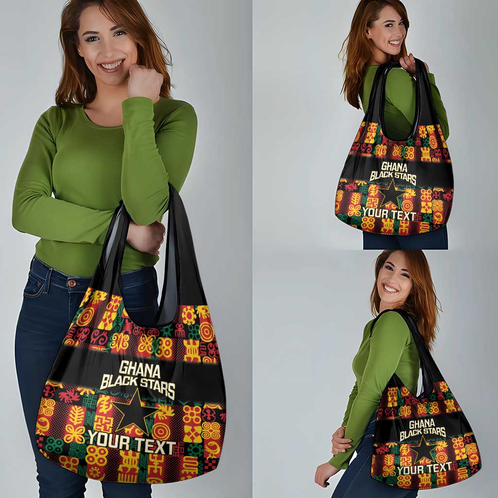 Custom Ghana Football Grocery Bag 2025 Go Black Stars Adinkra pattern