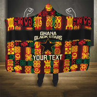 Custom Ghana Football Hooded Blanket 2025 Go Black Stars Adinkra pattern