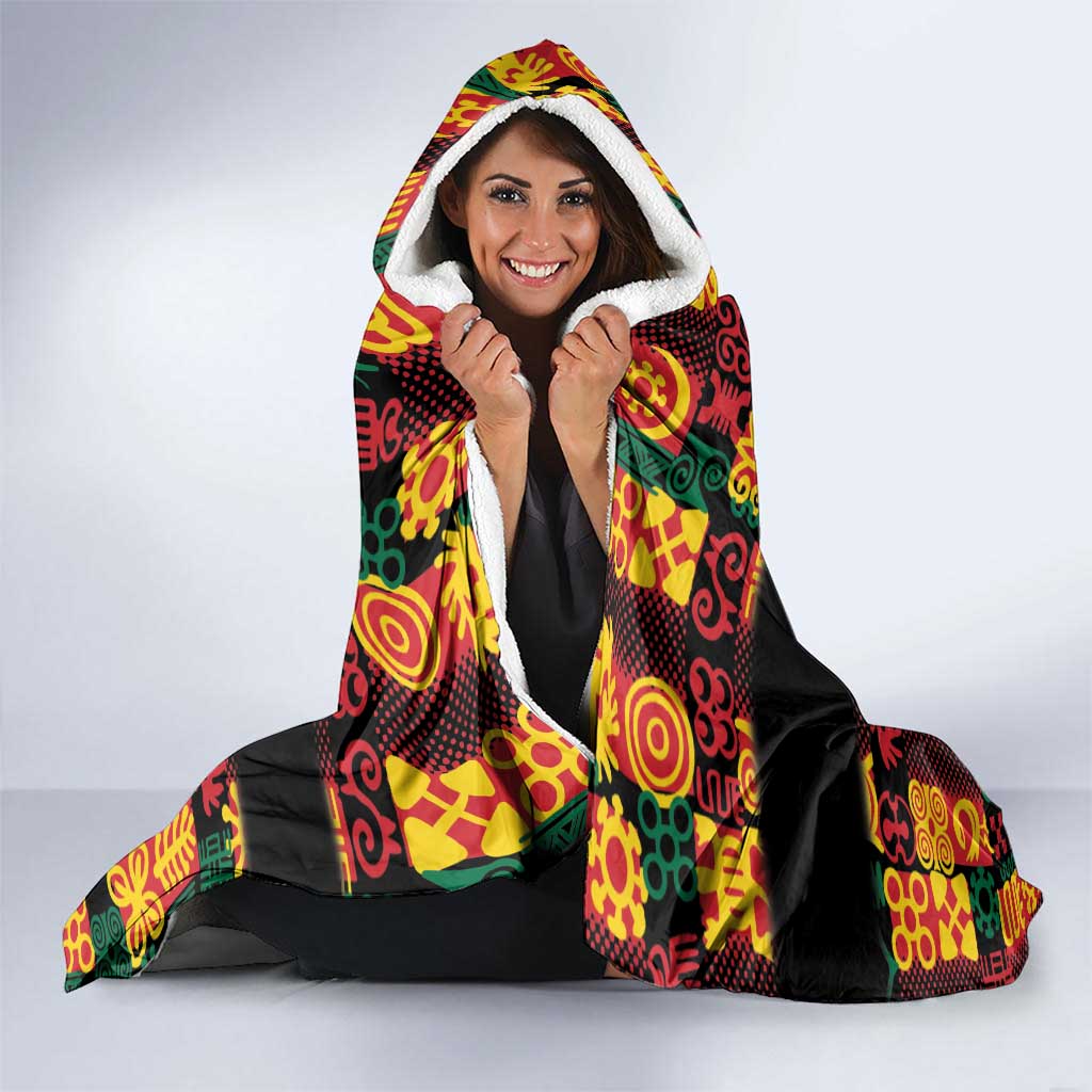 Custom Ghana Football Hooded Blanket 2025 Go Black Stars Adinkra pattern