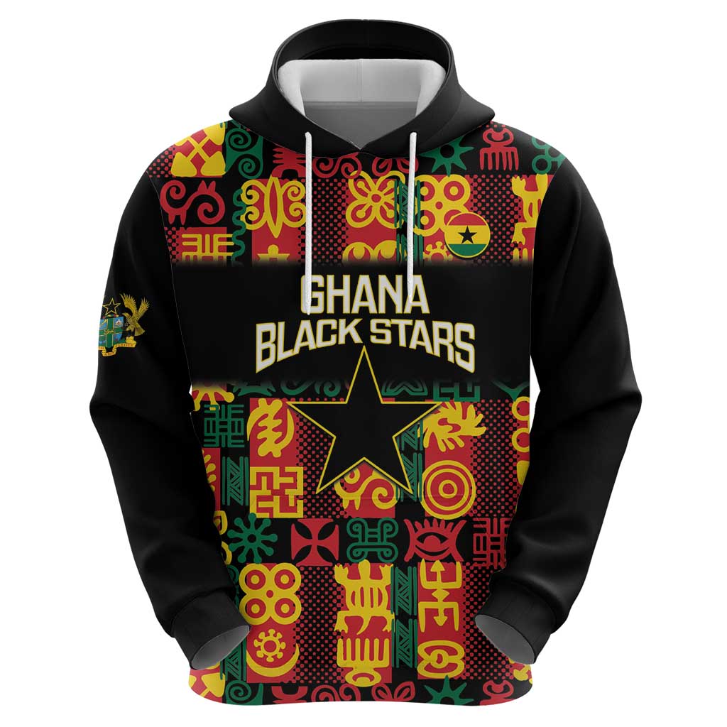 Custom Ghana Football Hoodie 2025 Go Black Stars Adinkra pattern