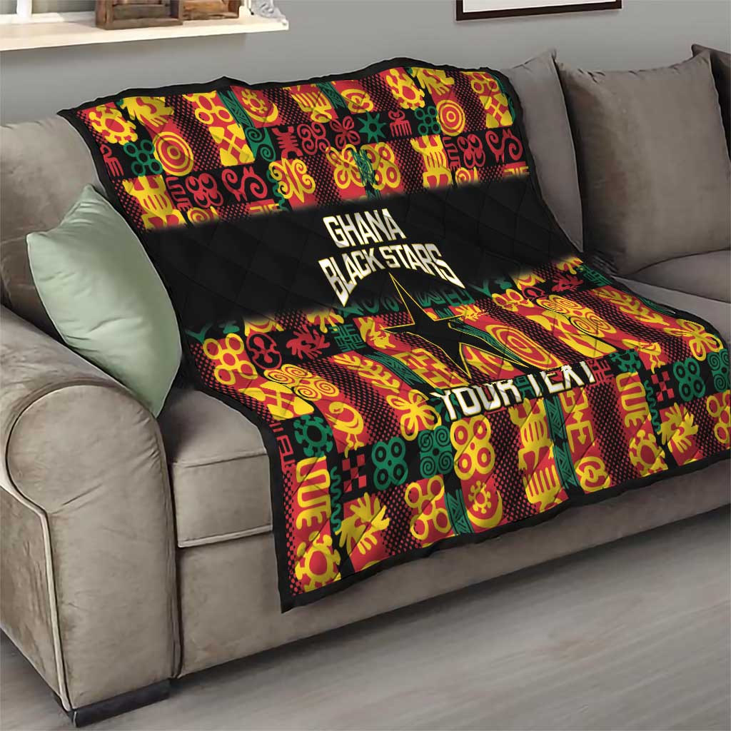 Custom Ghana Football Quilt 2025 Go Black Stars Adinkra pattern