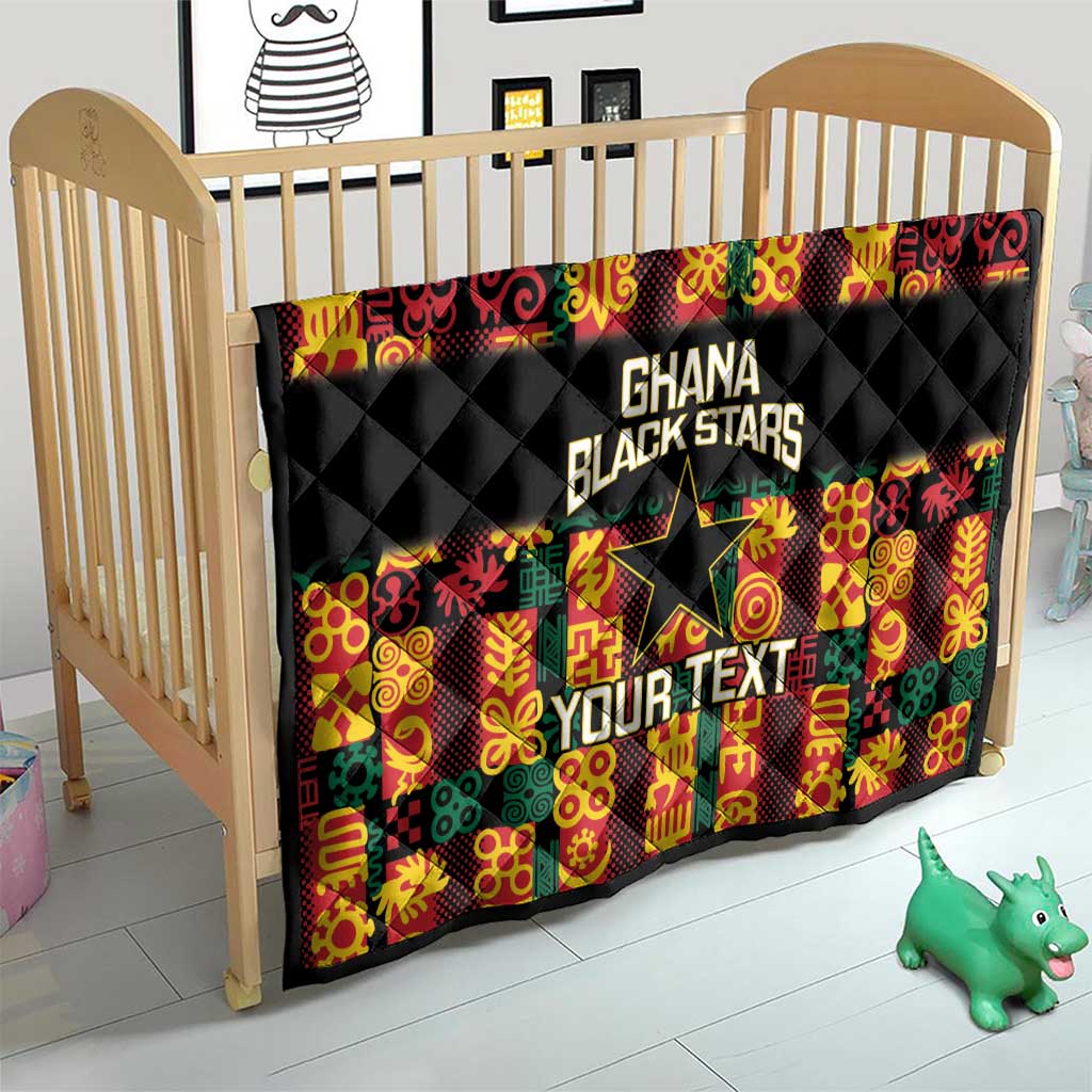 Custom Ghana Football Quilt 2025 Go Black Stars Adinkra pattern